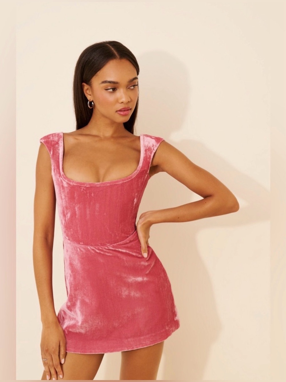 Sau Lee Bryn Velvet Mini Dress Pink Size 2